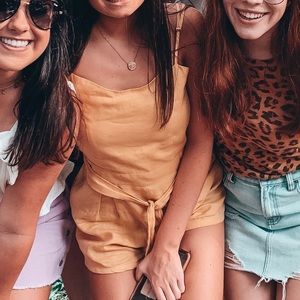 Yellow tie front line romper